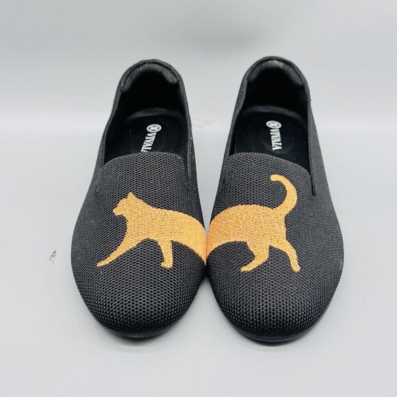 Vivaia Shoes - VIVAIA Shoes Womens 7 Black Knit Loafers Slip On Cat Flats Lightweight Comfort